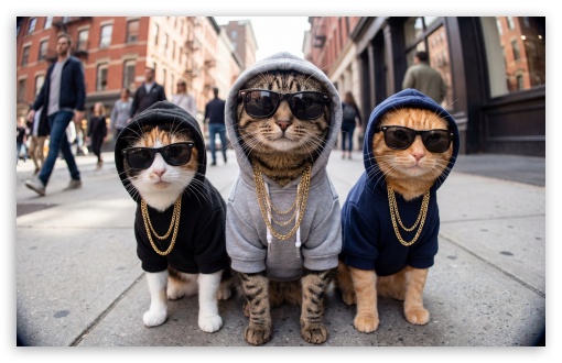 Street Cats with Gold Chains UltraHD Wallpaper for UHD 16:9 ; HD 16:9 ; UltraWide 21:9 24:10 32:9 32:10 ; Widescreen 16:10 ; Tablet 1:1 ; Mobile 9:22 ; Dual 16:10 16:9 ;