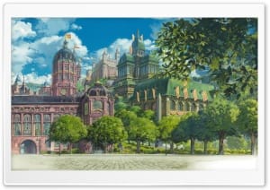 Studio Ghibli Kingsbury City Square Howls Moving Castle Art 4K UHD Wallpaper for Widescreen and UltraWide Desktop, UltraHD TV, Smartphone, Tablet
