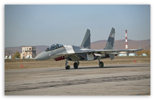 SU-35 Fighter On Track UltraHD Wallpaper for Widescreen 16:10 ;