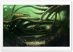 Submarine Underwater Painting Ultra HD Wallpaper for 4K UHD Widescreen desktop, tablet & smartphone