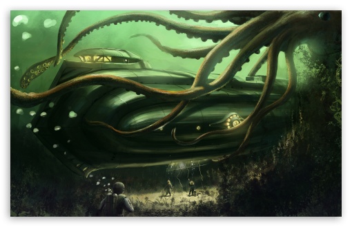 Submarine Underwater Painting UltraHD Wallpaper for UHD 16:9 2160p 1440p 1080p 900p 720p ; 8K UHD TV 16:9 Ultra High Definition 2160p 1440p 1080p 900p 720p ; Widescreen 16:10 5:3 WHXGA WQXGA WUXGA WXGA WGA ; Fullscreen 4:3 5:4 3:2 UXGA XGA SVGA QSXGA SXGA DVGA HVGA HQVGA ( Apple PowerBook G4 iPhone 4 3G 3GS iPod Touch ) ;