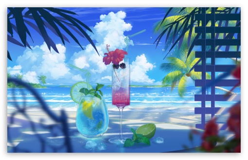 Summer Cocktails, Beach, Seaside Illustration UltraHD Wallpaper for UHD 16:9 2160p 1440p 1080p 900p 720p ; 8K UHD TV 16:9 Ultra High Definition 2160p 1440p 1080p 900p 720p ; UltraWide 21:9 24:10 ; Widescreen 16:10 5:3 WHXGA WQXGA WUXGA WXGA WGA ; Fullscreen 4:3 5:4 3:2 UXGA XGA SVGA QSXGA SXGA DVGA HVGA HQVGA ( Apple PowerBook G4 iPhone 4 3G 3GS iPod Touch ) ; Tablet 1:1 ; Mobile 9:16 2:3 3:5 3:4 - ;