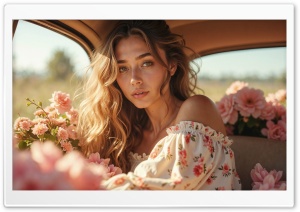 Summer, Country Girl, Flowers 4K UHD Wallpaper for Widescreen and UltraWide Desktop, UltraHD TV, Smartphone, Tablet