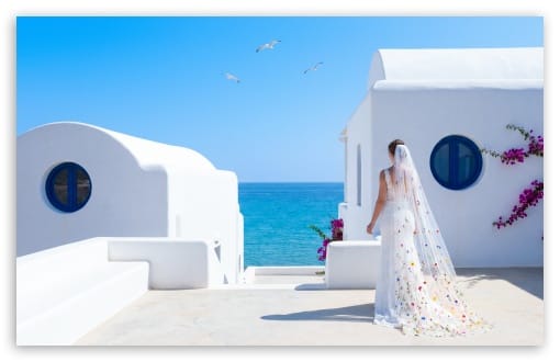 Summer Wedding in Greece UltraHD Wallpaper for UHD 16:9 ; HD 16:9 ; UltraWide 21:9 24:10 ; Widescreen 16:10 ; Tablet 1:1 ;
