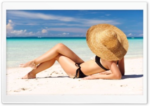 Sunbathing on the Beach Ultra HD Wallpaper for 4K UHD Widescreen desktop, tablet & smartphone