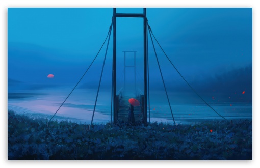 Sundown, Bridge, Girl, Umbrella, Flower Petals in Wind UltraHD Wallpaper for UHD 16:9 ; HD 16:9 ; UltraWide 21:9 24:10 32:9 32:10 ; Widescreen 16:10 5:3 ; Fullscreen 4:3 5:4 3:2 ; Tablet 1:1 ; Mobile 9:16 9:19.5 9:20 10:16 2:3 3:5 3:4 ; Dual 16:10 5:3 16:9 4:3 5:4 3:2 ;