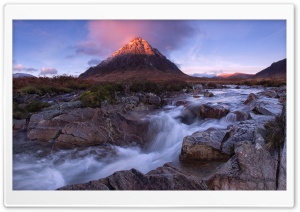 Sunrise, Buachaille Etive Mor Mountain, River Coupall Ultra HD Wallpaper for 4K UHD Widescreen desktop, tablet & smartphone
