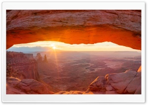 Sunrise Light through Mesa Arch 4K UHD Wallpaper for Widescreen and UltraWide Desktop, UltraHD TV, Smartphone, Tablet