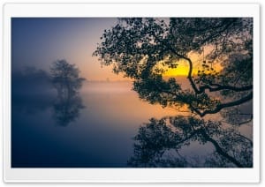 Sunrise Mist over the Lake 4K UHD Wallpaper for Widescreen and UltraWide Desktop, UltraHD TV, Smartphone, Tablet