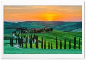 Sunset at Agriturismo Baccoleno, Crete Senesi 4K UHD Wallpaper for Widescreen and UltraWide Desktop, UltraHD TV, Smartphone, Tablet