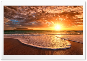 Sunset Foam On The Coast Ultra HD Wallpaper for 4K UHD Widescreen desktop, tablet & smartphone