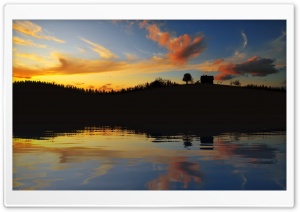 Sunset Glow Beyond A Lake At Twilight Ultra HD Wallpaper for 4K UHD Widescreen desktop, tablet & smartphone