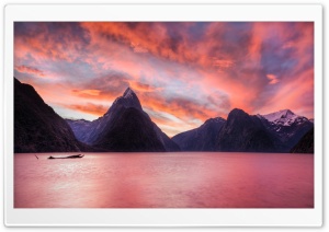 Sunset In Milford Sound Ultra HD Wallpaper for 4K UHD Widescreen desktop, tablet & smartphone