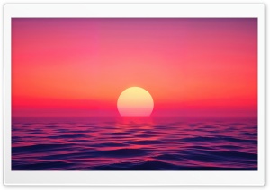 Sunset, Ocean, Sea, Magenta, Water, Horizon, Skyline, Digital Art 4K UHD Wallpaper for Widescreen and UltraWide Desktop, UltraHD TV, Laptop, Tablet, Smartphone