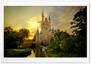Sunset Over Cinderella Castle Ultra HD Wallpaper for 4K UHD Widescreen desktop, tablet & smartphone