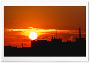 Sunset Over City Ultra HD Wallpaper for 4K UHD Widescreen desktop, tablet & smartphone