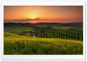 Sunset over Tuscan Hills Ultra HD Wallpaper for 4K UHD Widescreen Desktop, Lockscreen, Screensaver, TV, Tablet, Smartphone