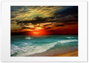 sunset waves 4K UHD Wallpaper for Widescreen and UltraWide Desktop, UltraHD TV, Smartphone, Tablet