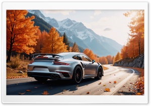 Supercar, Travel, Orange Trees, Autumn Leaves 4K UHD Wallpaper for Widescreen and UltraWide Desktop, UltraHD TV, Smartphone, Tablet