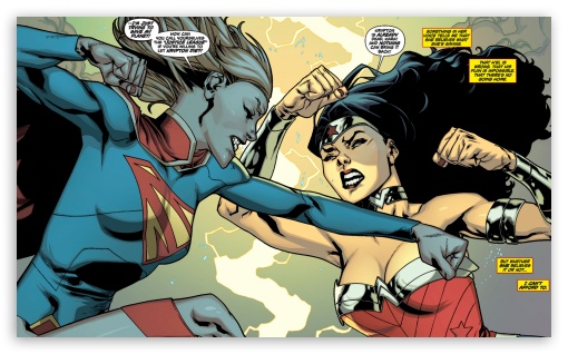 Supergirl Wonder Woman Fight UltraHD Wallpaper for Wide 5:3 Widescreen WGA ; 8K UHD TV 16:9 Ultra High Definition 2160p 1440p 1080p 900p 720p ; Mobile 5:3 16:9 - WGA 2160p 1440p 1080p 900p 720p ;