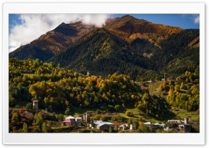 Svan Towers Mestia Caucasus Mountains Georgia 4K UHD Wallpaper for Widescreen and UltraWide Desktop, UltraHD TV, Smartphone, Tablet