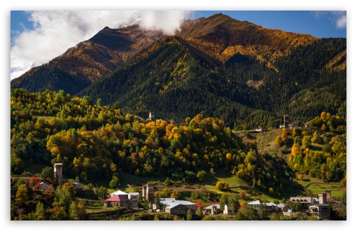 Svan Towers Mestia Caucasus Mountains Georgia UltraHD Wallpaper for UHD 16:9 ; HD 16:9 ; UltraWide 21:9 24:10 32:9 32:10 ; Widescreen 16:10 ; Fullscreen 3:2 ; Tablet 1:1 ; Mobile 9:16 9:19.5 9:20 9:21 9:22 ; Dual 16:10 16:9 ;
