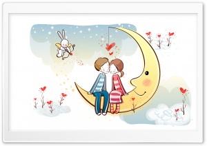 Sweet Couple On Moon Ultra HD Wallpaper for 4K UHD Widescreen desktop, tablet & smartphone