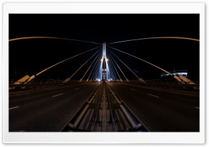 Swietokrzyski Bridge at Night, Poland Ultra HD Wallpaper for 4K UHD Widescreen desktop, tablet & smartphone