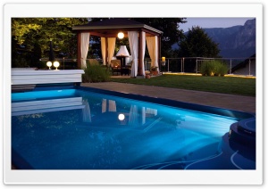 Swimming Pool At Night Ultra HD Wallpaper for 4K UHD Widescreen desktop, tablet & smartphone