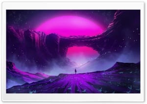 Synthwave Aesthetic Vibrant Pink Sunset 4K UHD Wallpaper for Widescreen and UltraWide Desktop, UltraHD TV, Smartphone, Tablet