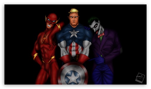 Tatangs Art - Flash, Captain America, Joker by tame achi UltraHD Wallpaper for 8K UHD TV 16:9 Ultra High Definition 2160p 1440p 1080p 900p 720p ; UHD 16:9 2160p 1440p 1080p 900p 720p ; Mobile 16:9 - 2160p 1440p 1080p 900p 720p ;