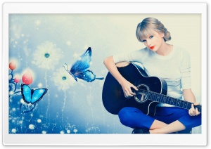 Taylor Swift Playing Guitar Ultra HD Wallpaper for 4K UHD Widescreen desktop, tablet & smartphone