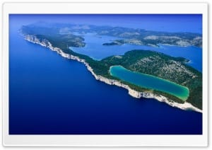 Telascica Nature Park Aerial View from South 4K UHD Wallpaper for Widescreen and UltraWide Desktop, UltraHD TV, Smartphone, Tablet