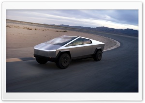 Tesla Car Cybertruck Cruising on the Road 4K UHD Wallpaper for Widescreen and UltraWide Desktop, UltraHD TV, Smartphone, Tablet