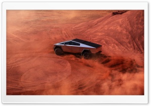 Tesla Car Cybertruck in Desert 4K UHD Wallpaper for Widescreen and UltraWide Desktop, UltraHD TV, Smartphone, Tablet