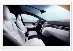 Tesla Electric Car White Interior Ultra HD Wallpaper for 4K UHD Widescreen desktop, tablet & smartphone