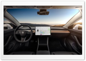 Tesla Model 3 Electric Car - Interior Dashboard Ultra HD Wallpaper for 4K UHD Widescreen desktop, tablet & smartphone