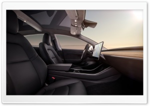 Tesla Model 3 Electric Car Black Interior Ultra HD Wallpaper for 4K UHD Widescreen desktop, tablet & smartphone