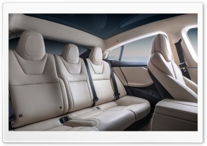 Tesla Model S Electric Car - Cream Interior Rear Ultra HD Wallpaper for 4K UHD Widescreen desktop, tablet & smartphone