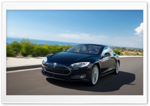 Tesla Model S in Blue, Driving Down The Coast Ultra HD Wallpaper for 4K UHD Widescreen desktop, tablet & smartphone