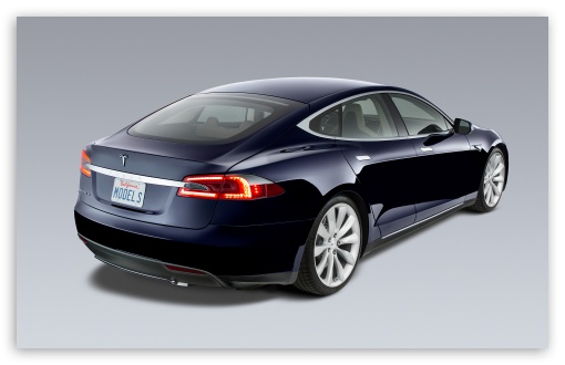 Tesla Model S in Blue, Rear View UltraHD Wallpaper for HD 16:9 ; Widescreen 16:10 5:3 ; Fullscreen 4:3 3:2 ;