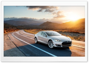 Tesla Model S in Silver, Desert Road Ultra HD Wallpaper for 4K UHD Widescreen desktop, tablet & smartphone