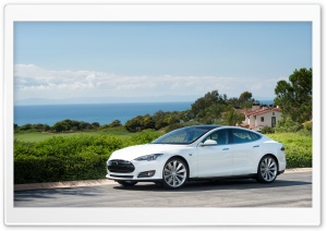 Tesla Model S in White, Ocean View Ultra HD Wallpaper for 4K UHD Widescreen desktop, tablet & smartphone