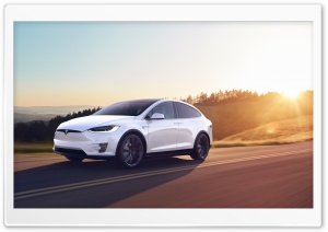 Tesla Model X SUV Electric Car - White, Sunset Ultra HD Wallpaper for 4K UHD Widescreen desktop, tablet & smartphone