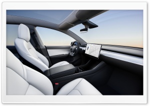Tesla Model Y Electric Car White Interior Ultra HD Wallpaper for 4K UHD Widescreen desktop, tablet & smartphone