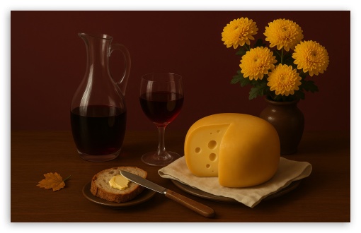 Thanksgiving Wine and Cheese Still Life UltraHD Wallpaper for UHD 16:9 ; HD 16:9 ; Widescreen 16:10 5:3 ; Fullscreen 4:3 5:4 3:2 ; Tablet 1:1 ;