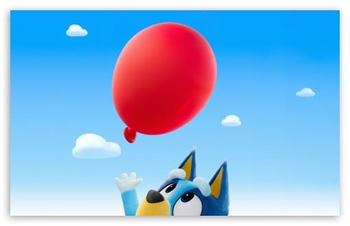 The Bluey Movie Red Balloon Keepy Uppy Scene UltraHD Wallpaper for UHD 16:9 ; HD 16:9 ; UltraWide 21:9 24:10 32:10 ; Widescreen 16:10 ; Tablet 1:1 ; Mobile 9:16 9:19.5 9:20 ; Dual 16:10 ;