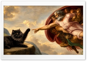 The Creation of Cat by Michelangelo 4K UHD Wallpaper for Widescreen and UltraWide Desktop, UltraHD TV, Smartphone, Tablet