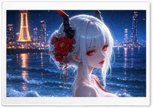 The Demon Princess of the Midnight Shores 4K UHD Wallpaper for Widescreen and UltraWide Desktop, UltraHD TV, Smartphone, Tablet