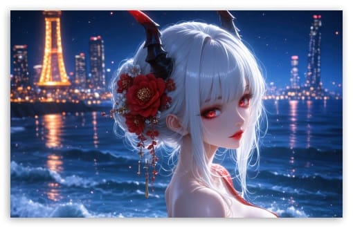 The Demon Princess of the Midnight Shores UltraHD Wallpaper for UHD 16:9 ; HD 16:9 ; UltraWide 21:9 24:10 32:9 32:10 ; Widescreen 16:10 ; Tablet 1:1 ; Mobile 9:16 9:19.5 9:20 ; Dual 16:10 16:9 ;